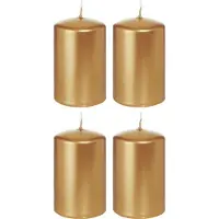 Trend Candles Cilinderkaarsen/stompkaarsen - set 16x - goud - 5 x 8 cm - 18 branduren