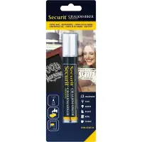 Securit Witte krijtstiften ronde punt - set 6x stuks - dunne punt van 1-2 mm