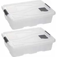 Hega hogar 2x Stuks kunststof stapelbare opbergbakken 28 liter 62 x 45 x 17 cm - Opbergbox