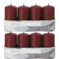 Trend Candles 8x Bordeauxrode cilinderkaarsen/stompkaarsen 5 x 10 cm 18 branduren - Geurloze donkerrode kaarsen - Woondecoraties