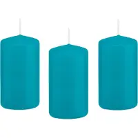 Trend Candles Cilinderkaars/stompkaars - 12x - turquoise - 6 x 12 cm - 40 branduren - met brandvertragende folie