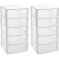 PlasticForte Ladeblok met 2x lades - wit/transparant - L40 x B39 x H81 cm - grote lades van 24 liter