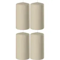 Enlightening Candles 4x Beige cilinderkaarsen/stompkaarsen 6 x 12 cm 45 branduren - Geurloze kaarsen beige - Woondecoraties