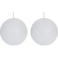 Spaas rustieke bolkaars - wit - 2x - D8 cm - 24 branduren - ronde kaarsen