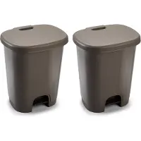 PlasticForte Pedaalemmer - 2x - taupe - kunststof - 27L - 45 cm - afvalemmers/vuilnisemmers