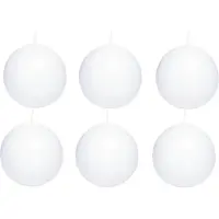 Trend Candles Bolkaars glad - 6x - wit - 7 cm - 16 branduren - ronde kaarsen