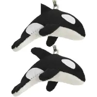 Nature Planet pluche orka - 2x - sleutelhanger - 6 cm - zeedieren sleutelhanger