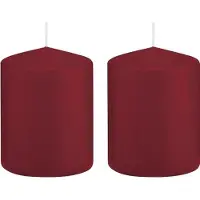 Trend Candles Cilinderkaars/stompkaars - 2x - bordeauxrood - 6 x 8 cm - 29 branduren - met brandvertragende folie