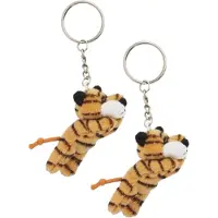 Nature Planet Sleutelhanger pluche Tijger - 4x - knuffel sleutelhanger - 6 cm - cadeau knuffel
