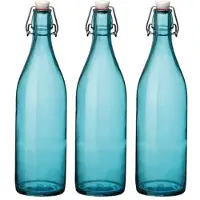 Huismerk Set van 3x stuks turqouise giara flessen met beugeldop -