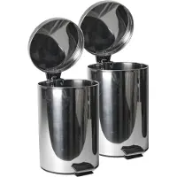 Gerimport 3x stuks RVS vuilnisbakken/pedaalemmers 3 liter 24 cm - Kleine prullenbakken