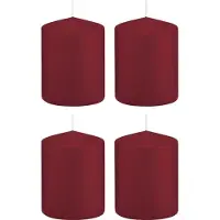 Trend Candles Cilinderkaars/stompkaars - 4x - bordeauxrood - 6 x 8 cm - 29 branduren - met brandvertragende folie