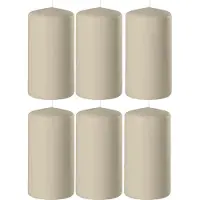 Enlightening Candles 8x Beige cilinderkaarsen/stompkaarsen 6 x 12 cm 45 branduren - Geurloze kaarsen beige - Woondecoraties