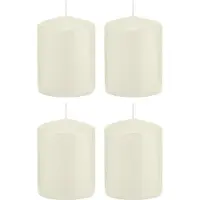 Trend Candles Cilinderkaars/stompkaars - 4x - ivoorwit - 6 x 8 cm - 29 branduren - met brandvertragende folie