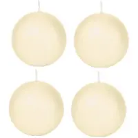 Trend Candles Bolkaars glad - 4x - cremewit - 7 cm - 16 branduren - ronde kaarsen