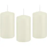 Trend Candles Cilinderkaars/stompkaars - 10x - ivoorwit - 5 x 10 cm - 23 branduren - met brandvertragende folie