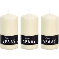 Spaas Cilinderkaars/stompkaars - ivoorwit - 3x - 6 x 10 cm - 25 branduren - horeca kaarsen