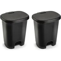 PlasticForte Pedaalemmer - 2x - zwart - kunststof - 27L - 45 cm - afvalemmers/vuilnisemmers