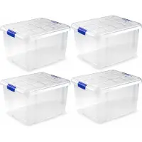 PlasticForte 4x Opslagbakken/organizers met deksel 25 liter 42 cm transparant - Opbergbakken - Organizers/opbergbakken - Woonkamer/badkamer spullen opruimen