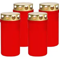 Trend Candles 4x Rode grafkaarsen/gedenklichten met deksel 6 x 12,6 cm 2 dagen - Gedenkkaars - Graflichten/herdenkingslichten