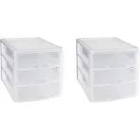 PlasticForte Ladeblok - 2x stuks - 3 lades - wit - L35,5 x B27 x H26 cm - bureau organizer
