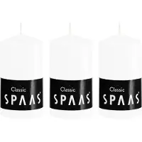 Spaas 3x Witte cilinderkaarsen/stompkaarsen 6 x 10 cm 25 branduren - Geurloze kaarsen - Woondecoraties
