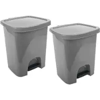Hega hogar 3x grijze pedaalemmer vuilnisbak/prullenbak 6 liter 21 x 23 x 29 cm - kunststof/plastic vuilnisemmer- dameshygiene afvalbak voor toilet/badkamer