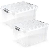 PlasticForte Opslagbakken met deksel - 6x - 25 liter - 42 x 36 x 25 cm - Organizers - transparant - kunststof