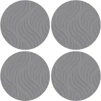 Cepewa 8x stuks ronde placemats grijs met wave patroon 37 cm - Placemats/onderleggers - Tafeldecoratie