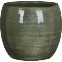 Mica Decorations Bloempot - 3x stuks - groen - glanzend - keramiek - 24 x 22 cm - plantenpotten binnen