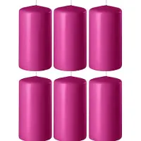 Enlightening Candles 8x Fuchsia roze cilinderkaarsen/stompkaarsen 6 x 10 cm 36 branduren - Geurloze kaarsen fuchsia roze - Woondecoraties