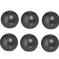 Trend Candles Bolkaars glad - 6x - zwart - 8 cm - 25 branduren - ronde kaarsen