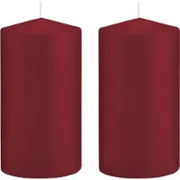 Trend Candles 2x Kaarsen bordeauxrood 8 x 15 cm 69 branduren sfeerkaarsen - Stompkaarsen