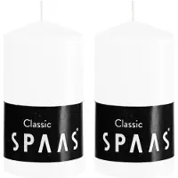 Spaas 2x Witte cilinderkaarsen/stompkaarsen 6 x 10 cm 25 branduren - Geurloze kaarsen - Woondecoraties
