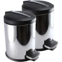 Gerimport 3x stuks RVS vuilnisbakken/pedaalemmers 5 liter 27 cm - Kleine prullenbakken