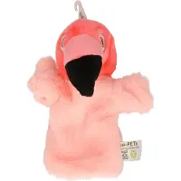 Nature Planet Pluche poppenkast handpop flamingo knuffel van 24 cm - Kinder speelgoed poppen van dieren/vogels