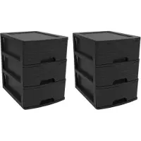 Eda Ladeblok/bureau organizer A5 - zwart - 3x lades - stapelbaar - L27 x B36 x H35 cm - Ladenblokken