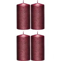 Enlightening Candles 4x Rode cilinderkaarsen/stompkaarsen 7 x 13 cm 25 branduren - Geurloze kaarsen rood - Woondecoraties