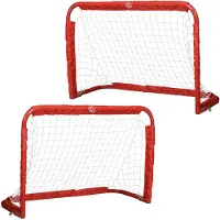 HOMCOM Voetbaldoeltjes | Set van 2 Mini Doelen Opvouwbaar Staal Rood 90x36x60 cm