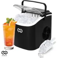 Infinity Goods IJsblokjesmachine - 1,3L - Met IJsschep - Zelfreinigingsfunctie - 12KG / 24U - 9 Blokjes / 6 Min - Zwart