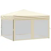 vidaXL Partytent inklapbaar met zijwanden 3x3 m crèmekleurig
