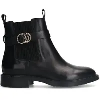 Manfield Zwarte leren chelsea boots met gesp | Maat 36