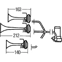 Hella 3-klankcompressorhoorn 12V 118dB