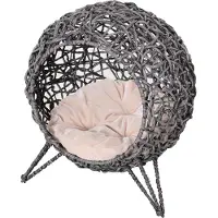 PawHut Paws Kattenhuis met kussen en verhoogde poten PVC-rotan