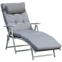 Outsunny zonneligbed, strandligbed, tuinligbed, inklapbaar, verstelbaar, metaal, grijs