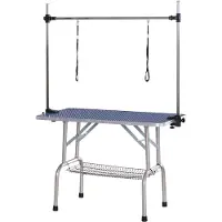 PawHut Trimtafel, scheertafel in hoogte verstelbaar met ondermand voor honden inklapbaar D01-027 - zwart - 170x60x170 cm