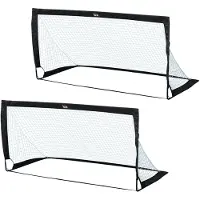 HOMCOM Voetbaldoelen, set van 2, mini-voetbaldoelen, inklapbaar, stalen frame, 186x90x89 cm