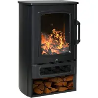 HOMCOM HOMdotCOM Elektrische haard 1000 W/2000 W met vlameffect Thermostaat 20-25 qm Zwart