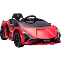 HOMCOM kinderauto met afstandsbediening, geschikt voor kinderen van 37-60 maanden, met muziek, rood