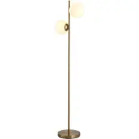 HOMCOM Vloerlamp, staande lamp, 2-delige glazen lampenkap, stalen constructie, glas